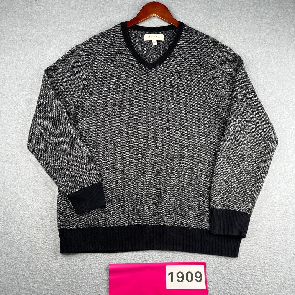 Hawker Rye Cotton Cashmere Sweater Gray Heather V Neck Pullover Casual Mens L